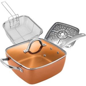 Copper Ceramic Square Non-Stick Ceramic Pan 5 Piece Set